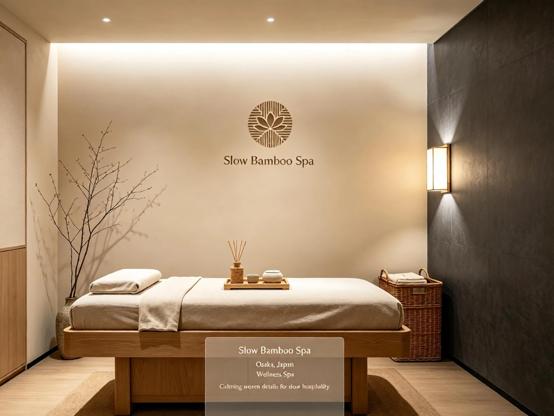 Slow Bamboo Spa — Wellness Spa in Osaka, Japan featuring hand-woven bamboo and rattan pieces
