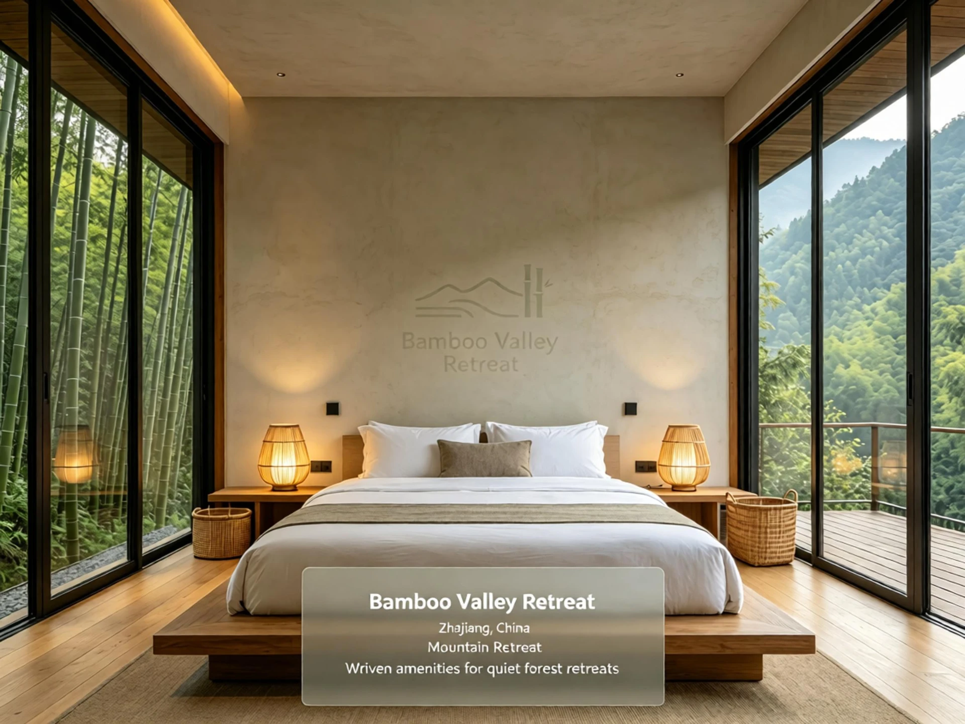 Bamboo Valley Retreat — Mountain Retreat in Zhejiang, China featuring hand-woven bamboo and rattan pieces