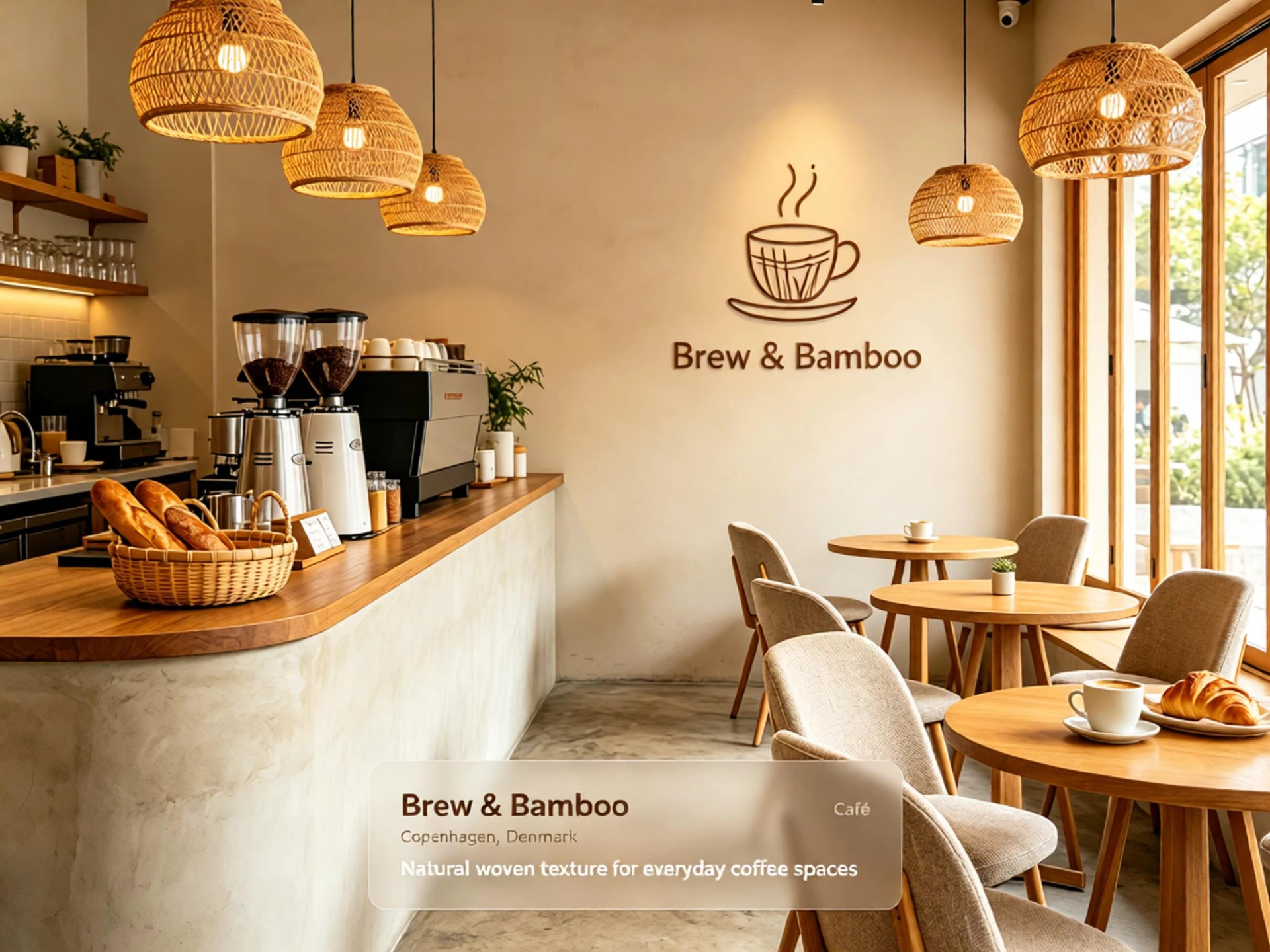 Brew & Bamboo — Café in Copenhagen, Denmark featuring hand-woven bamboo and rattan pieces